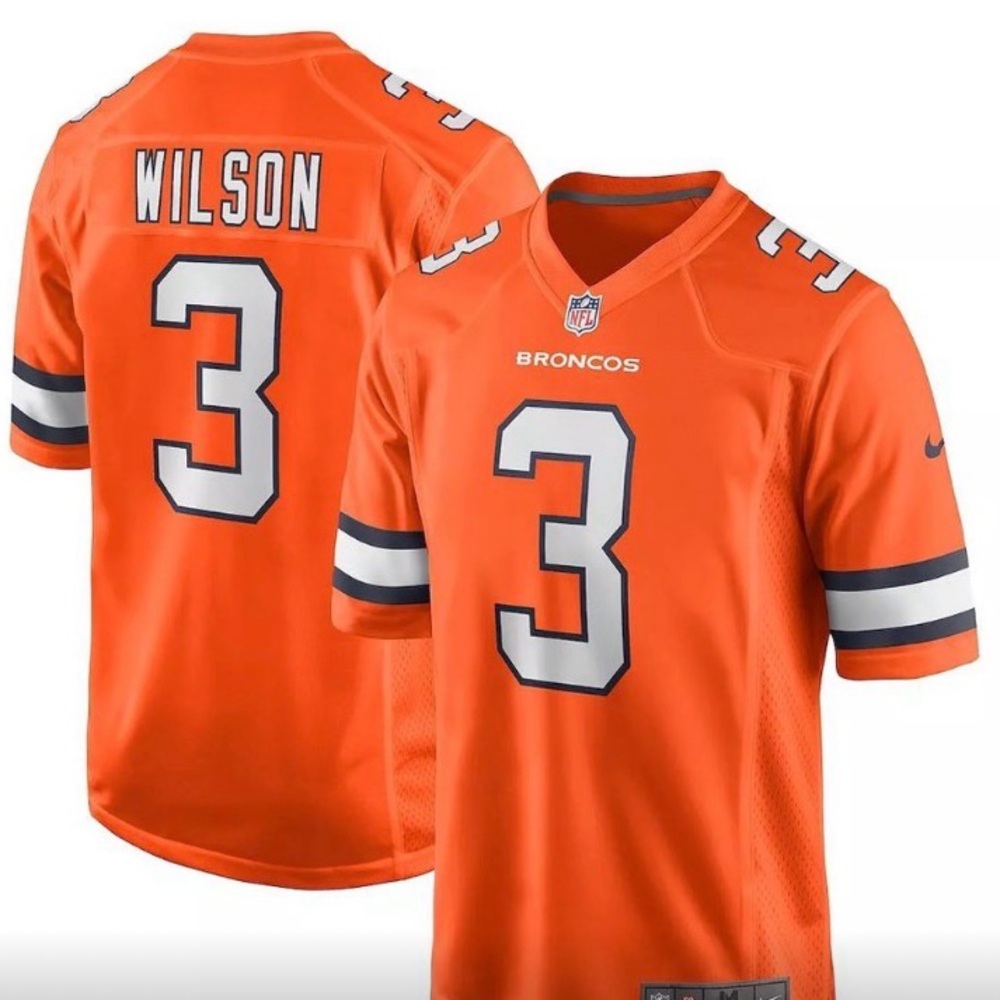 NWT NFL Nike Mens Denver Broncos Wilson Orange Alternate Jersey Size XL